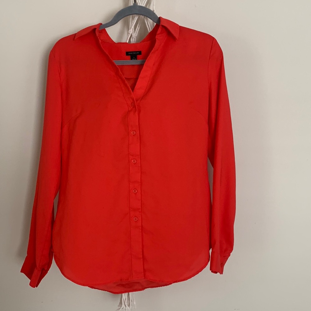 Orangey Pink button down top
